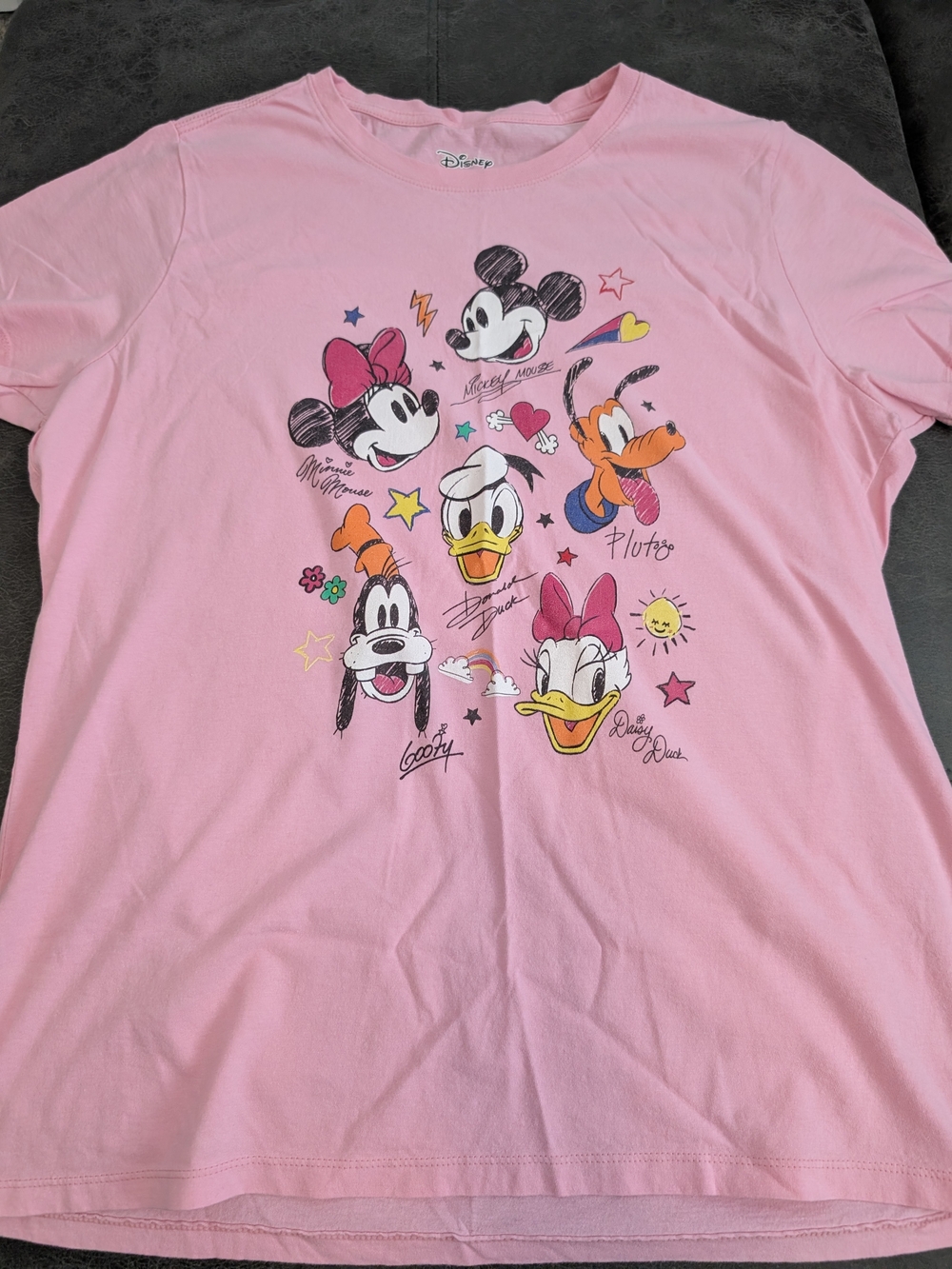 Disney Pink Short Sleeve Tee with Classic Character Faces